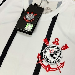 Camisa Coimbra Corinthians Fitness Listrada Branca - Infantil - Foto 3