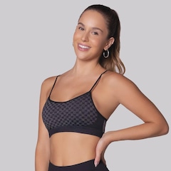 Top Selene Quadriculado Sem Costura com Bojo Removível Feminino - Foto 1