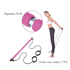 Kit Barra Pilates Elástico Pedal Gold Sports Master - Foto 6