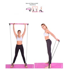 Kit Barra Pilates Elástico Pedal Gold Sports Master - Foto 7