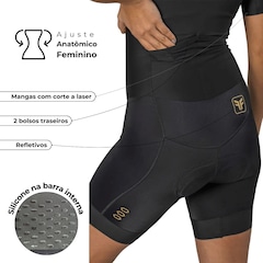 Macaquinho ciclismo Free Force Training Black Gel Feminino - Foto 4