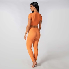 Conjunto Fitness Calça Cropped Canelado Alma Genius Feminino - Foto 3