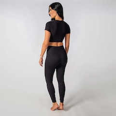 Conjunto Fitness Calça E Cropped Canelado Alma Genius Feminino - Foto 3