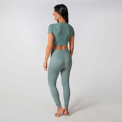 Conjunto Fitness Calça E Cropped Canelado Alma Genius Feminino - Foto 3