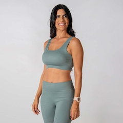 Conjunto Fitness Short E Top Alça Canelado Alma Genius Feminino - Foto 1