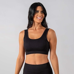 Conjunto Fitness Short E Top Alça Canelado Alma Genius Feminino - Foto 3