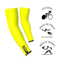 Manguito ciclismo verão ERT Amarelo Flúor proteção UV 50 - Foto 2