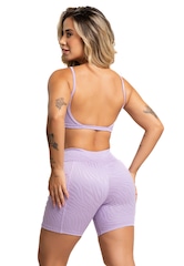 Short com Bolsos Mvb Modas Cintura Alta Fitness Academia Jacquard Feminino - Foto 3