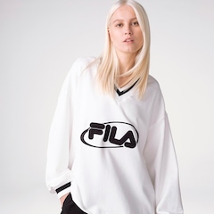 Casaco Fila Heritage Oversized V-Neck Pullover Feminino - Foto 4