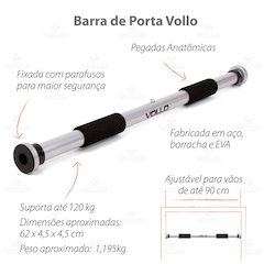 Kit Fortalecimento Vollo Barra Porta Ajustável + 2 Hand Grip - Foto 2