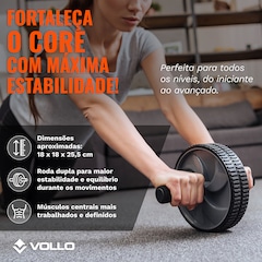 Kit Treino Extensor Elástico + Roda Abdominal Cross Vollo - Foto 6