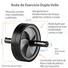 Kit Treino Extensor Elástico + Roda Abdominal Cross Vollo - Foto 7