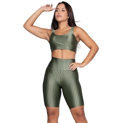 Conjunto Top e Bermuda New Zig 3D Vekyo Bojo Compressão Moda Fitness - Foto 1