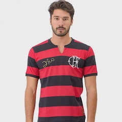 Camiseta Braziline Flamengo Tri Campeão Zico Masculina - Foto 1