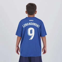 Camisa Barcelona Lewandowski 9 Dominant FutFanatics Infantil - Foto 1