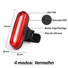 Lanterna traseira de Bike Gold Sports Strong  Com Cabo Usb - Foto 3