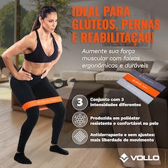 Kit Faixas Elásticas 3 Intensidades + 3 Mini Bands Poliéster - Foto 3