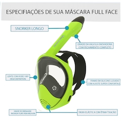 Máscara Subaquática de Mergulho Gold Sports Racer Full Face com Snorkel - Foto 4