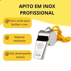 Apito Profissional de Metal DK com Cordão para Árbitros Treinadores Escolas Esportes Recreação - Foto 4