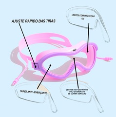 Máscara de Natação Little Kids Gold Sports Flipper High Definition - Foto 2