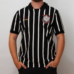 Camisa Corinthians Polo Símbolo Bordado Japão Listrado Coimbra Masculino - Foto 2