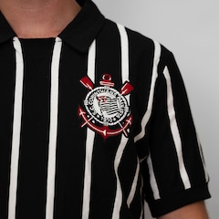 Camisa Corinthians Polo Símbolo Bordado Japão Listrado Coimbra Masculino - Foto 4