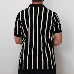 Camisa Corinthians Polo Símbolo Bordado Japão Listrado Coimbra Masculino - Foto 6