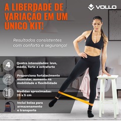 Kit Faixas Elásticas 3 Intensidades + 4 Mini Bands Vollo - Foto 5