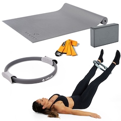 Kit Acessórios de Pilates Vollo Bloco + Anel + Fita + Tapete - Foto 1