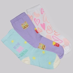 Kit 3 Pares de Meia Selene Cano Longo Infantil - Foto 1