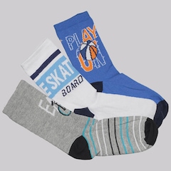 Kit 3 Pares de Meia Selene Cano Longo Infantil - Foto 1