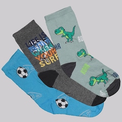 Kit 3 Pares de Meia Selene Cano Longo Infantil - Foto 1