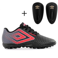 Kit Chuteira Society Infantil Umbro Warskin Jr + Caneleira - Foto 1