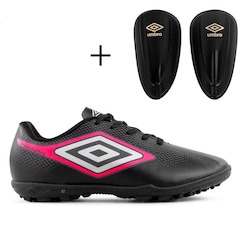 Kit Chuteira Society Infantil Umbro Cannon Jr + Caneleira - Foto 1