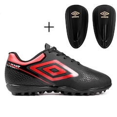 Kit Chuteira Society Infantil Umbro Adamant Top Speed Jr + Caneleira - Foto 1