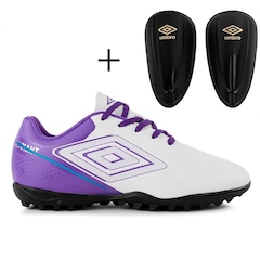Kit Chuteira Society Infantil Umbro Adamant Top Speed Jr + Caneleira - Foto 1