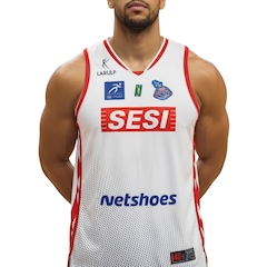 Regata Larulp Sesi Franca Basquete Jogador Branco - Masculino - Foto 1