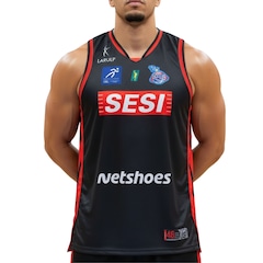 Regata Larulp Sesi Franca Basquete Jogador Preto - Masculino - Foto 1