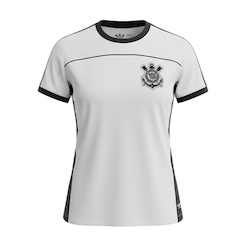 Camisa Do Corinthians Baby Look Recortes Lateral Coimbra - Feminino - Foto 1