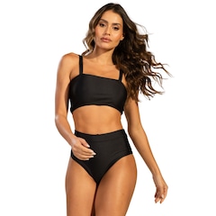 Biquíni Hot Pant Básico Vekyo Top Faixa Cintura Alta Moda Praia Feminina - Foto 2