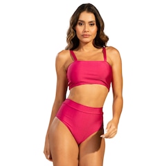 Biquíni Hot Pant Básico Vekyo Top Faixa Cintura Alta Moda Praia Feminina - Foto 1