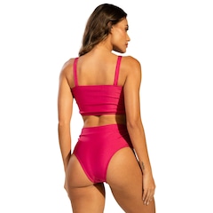 Biquíni Hot Pant Básico Vekyo Top Faixa Cintura Alta Moda Praia Feminina - Foto 3