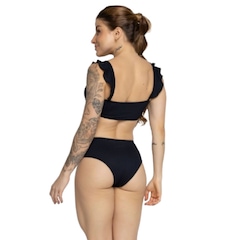 Biquíni Hot Pants Manguinha Básico Vekyo Cintura Alta Moda Praia Feminina - Foto 3