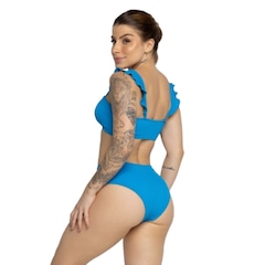 Biquíni Hot Pants Manguinha Básico Vekyo Cintura Alta Moda Praia Feminina - Foto 3