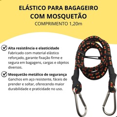 Elástico para Bagageiro DK com Mosquetão Metálico 1,20m Corda Elástica Reforçada para Carga - Foto 3