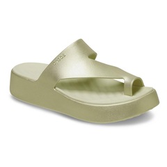Sandália Feminino Crocs Getaway Platform Toe Loop Champagne Metallic - Foto 2