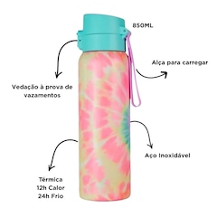 Garrafa Farm Etc Original Térmica Estampada Tie Dye 850ml - Foto 6