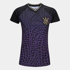 Camiseta Corinthians Coimbra Raglan Gola V Feminina - Foto 1