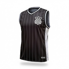 Camiseta Regata do Corinthians Recortes Bordado Coimbra Masculina - Foto 1