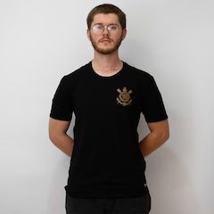 Kit 2 Camisetas Corinthians All Black Algodão Bordado Coimbra Masculina - Foto 5